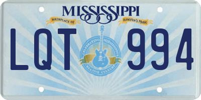 MS license plate LQT994