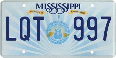 MS license plate LQT997