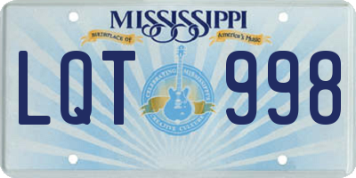 MS license plate LQT998