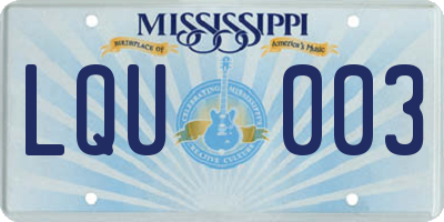 MS license plate LQU003