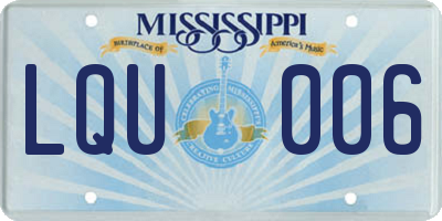 MS license plate LQU006