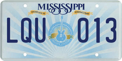 MS license plate LQU013