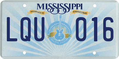 MS license plate LQU016