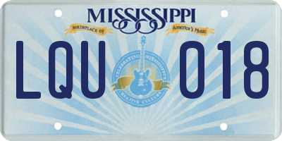 MS license plate LQU018