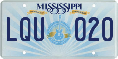MS license plate LQU020