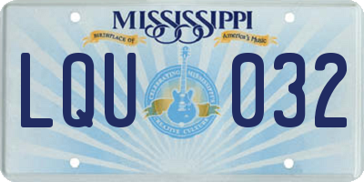 MS license plate LQU032