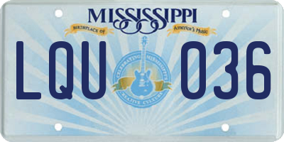 MS license plate LQU036