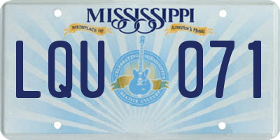 MS license plate LQU071