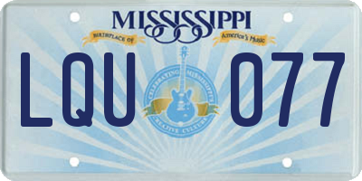 MS license plate LQU077