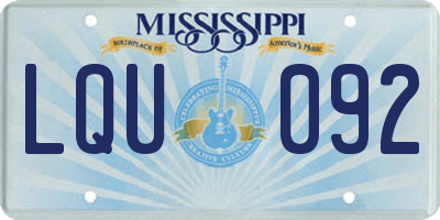 MS license plate LQU092