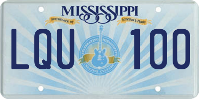 MS license plate LQU100