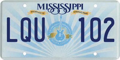 MS license plate LQU102