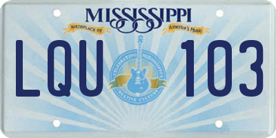 MS license plate LQU103