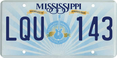 MS license plate LQU143