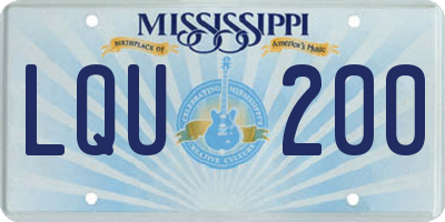 MS license plate LQU200