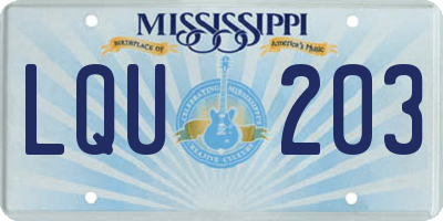 MS license plate LQU203