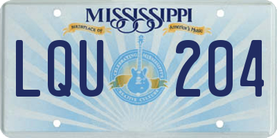 MS license plate LQU204