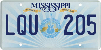 MS license plate LQU205