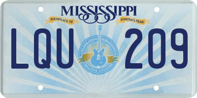MS license plate LQU209