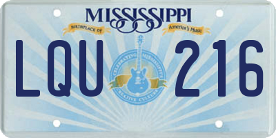MS license plate LQU216