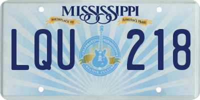 MS license plate LQU218
