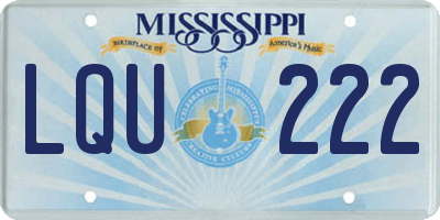 MS license plate LQU222