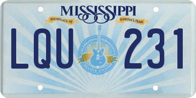 MS license plate LQU231