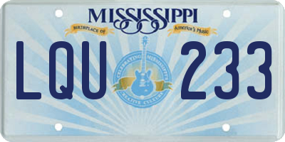 MS license plate LQU233