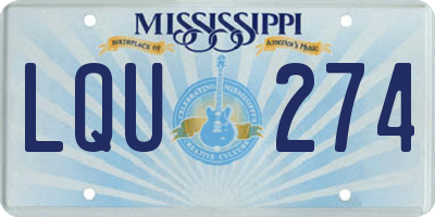 MS license plate LQU274