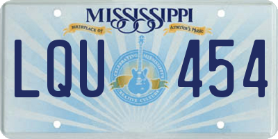 MS license plate LQU454