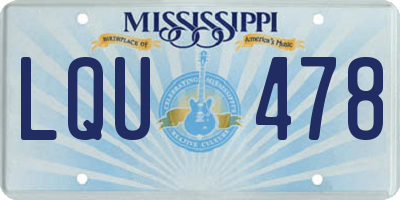 MS license plate LQU478