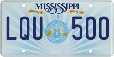 MS license plate LQU500