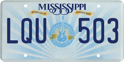 MS license plate LQU503