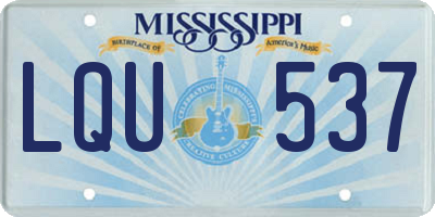 MS license plate LQU537