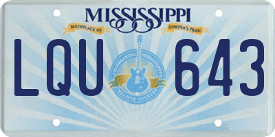 MS license plate LQU643