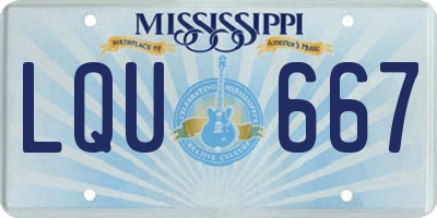 MS license plate LQU667