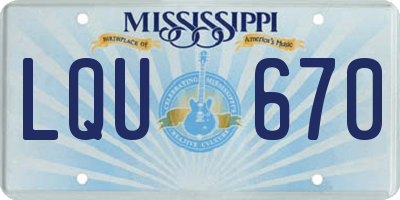 MS license plate LQU670