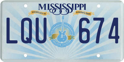 MS license plate LQU674