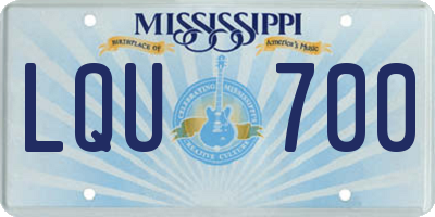 MS license plate LQU700