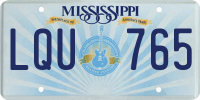 MS license plate LQU765