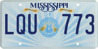 MS license plate LQU773