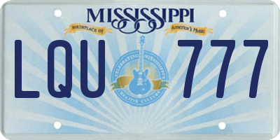 MS license plate LQU777