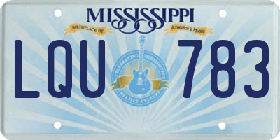 MS license plate LQU783