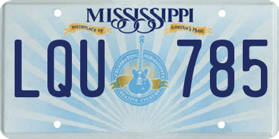 MS license plate LQU785