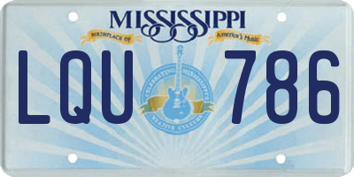 MS license plate LQU786