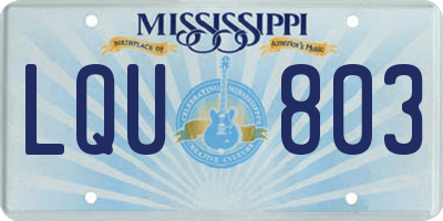 MS license plate LQU803