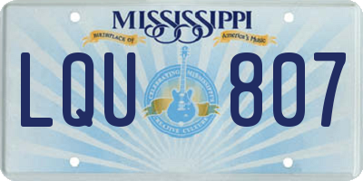 MS license plate LQU807