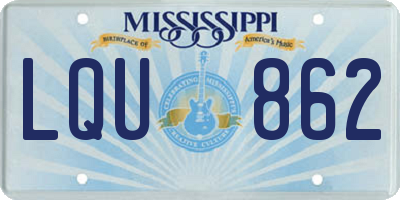 MS license plate LQU862