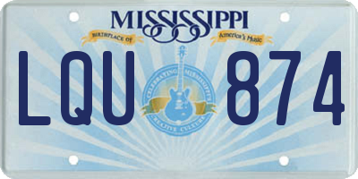 MS license plate LQU874