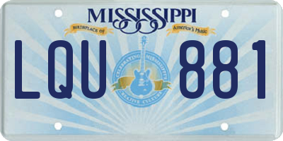 MS license plate LQU881